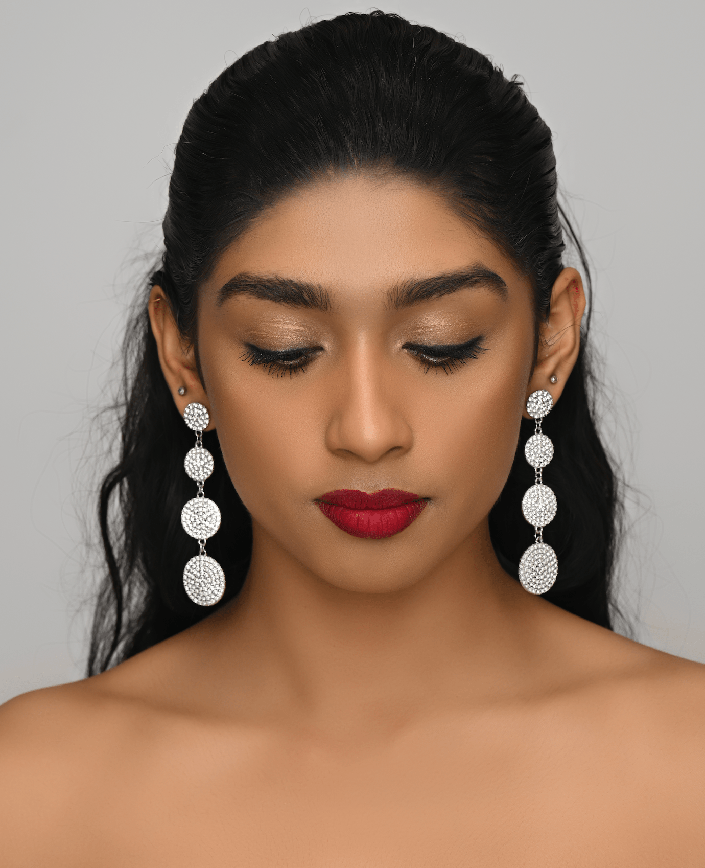 Long Elegant Sparkling Stud Dangle Earrings - Fatisha Boutique
