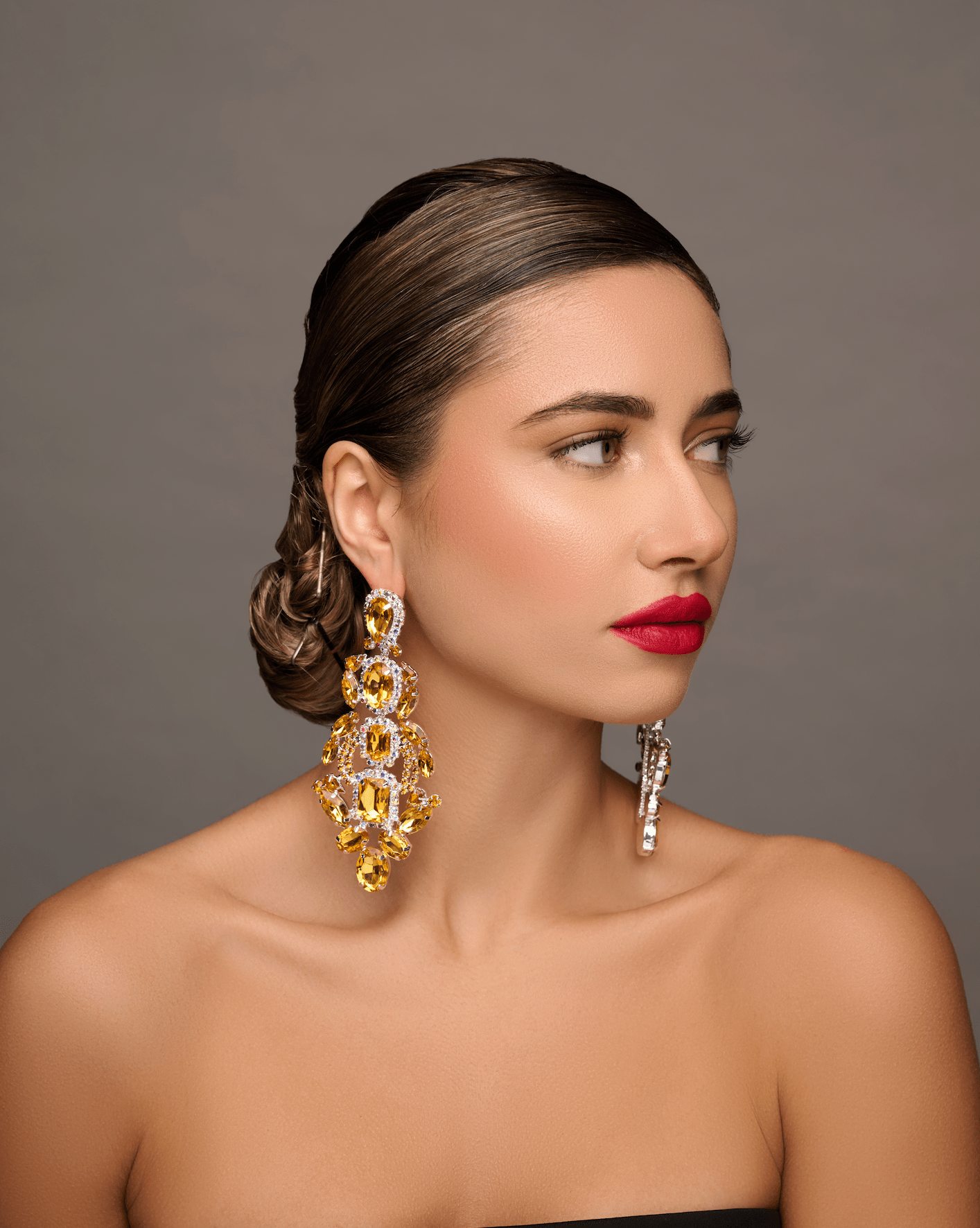 Long Elegant Statement Diamante Rhinestone Dangle Earrings - Fatisha Boutique