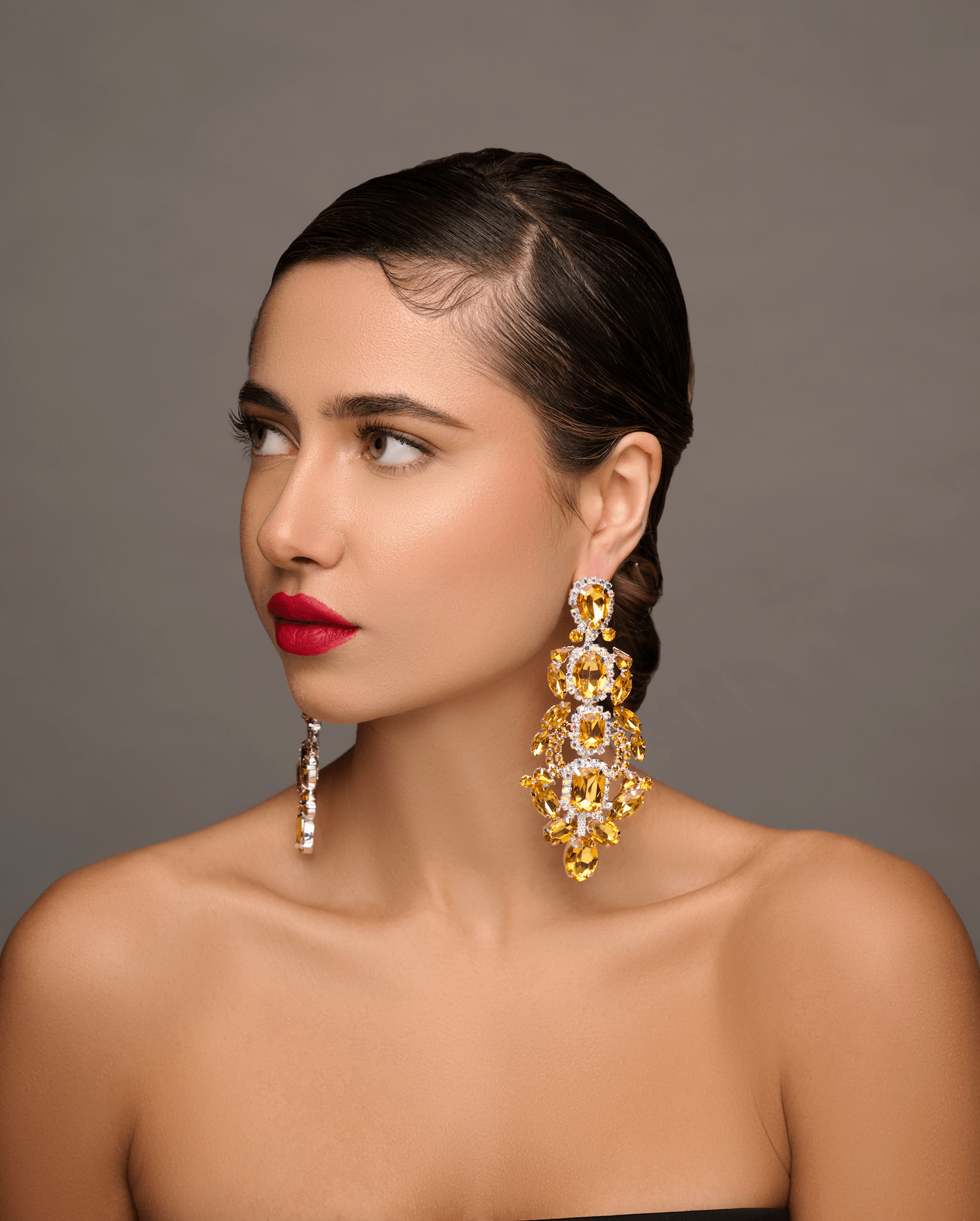 Long Elegant Statement Diamante Rhinestone Dangle Earrings - Fatisha Boutique