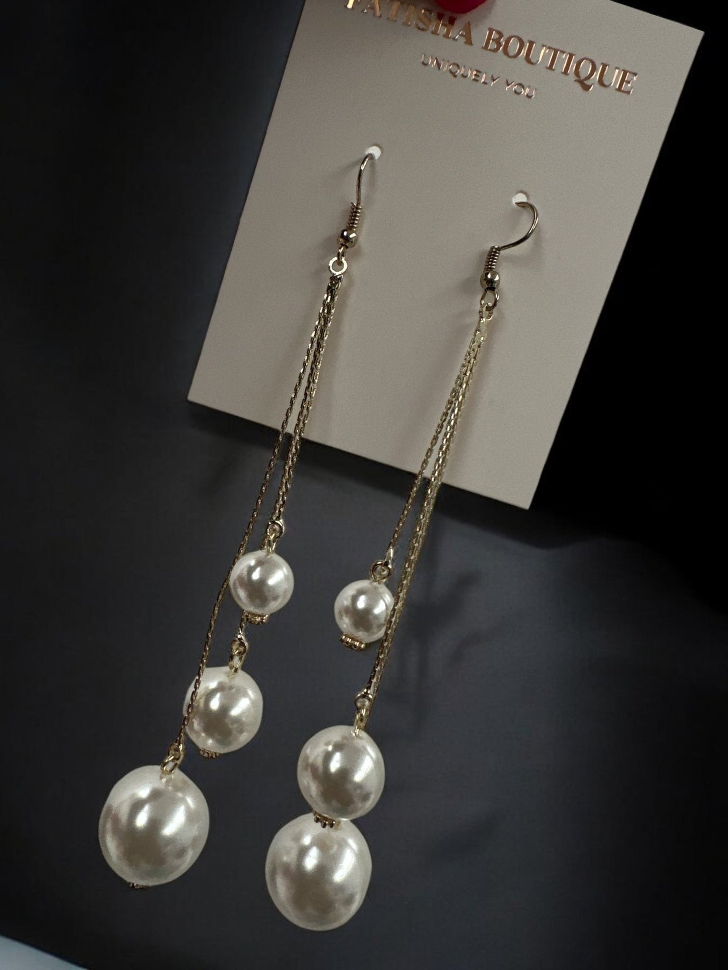 Long Faux Pearl Dangle Earrings - Fatisha Boutique