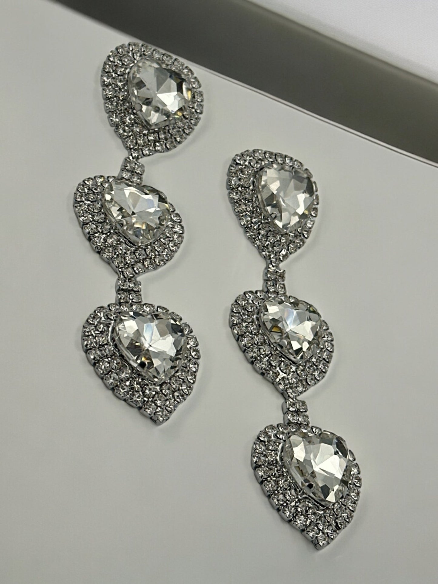 Long Glamorous Elegant Diamante Rhinestone Dangle Earrings - Fatisha Boutique