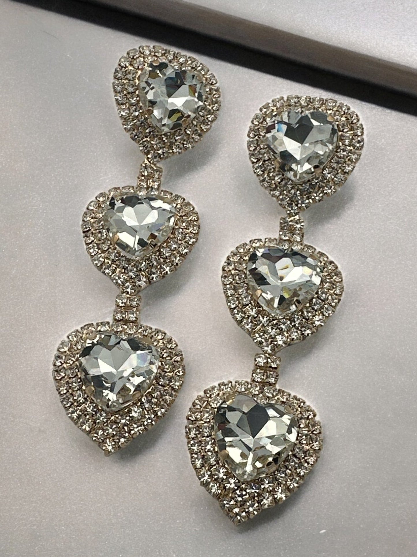 Long Glamorous Elegant Diamante Rhinestone Dangle Earrings - Fatisha Boutique