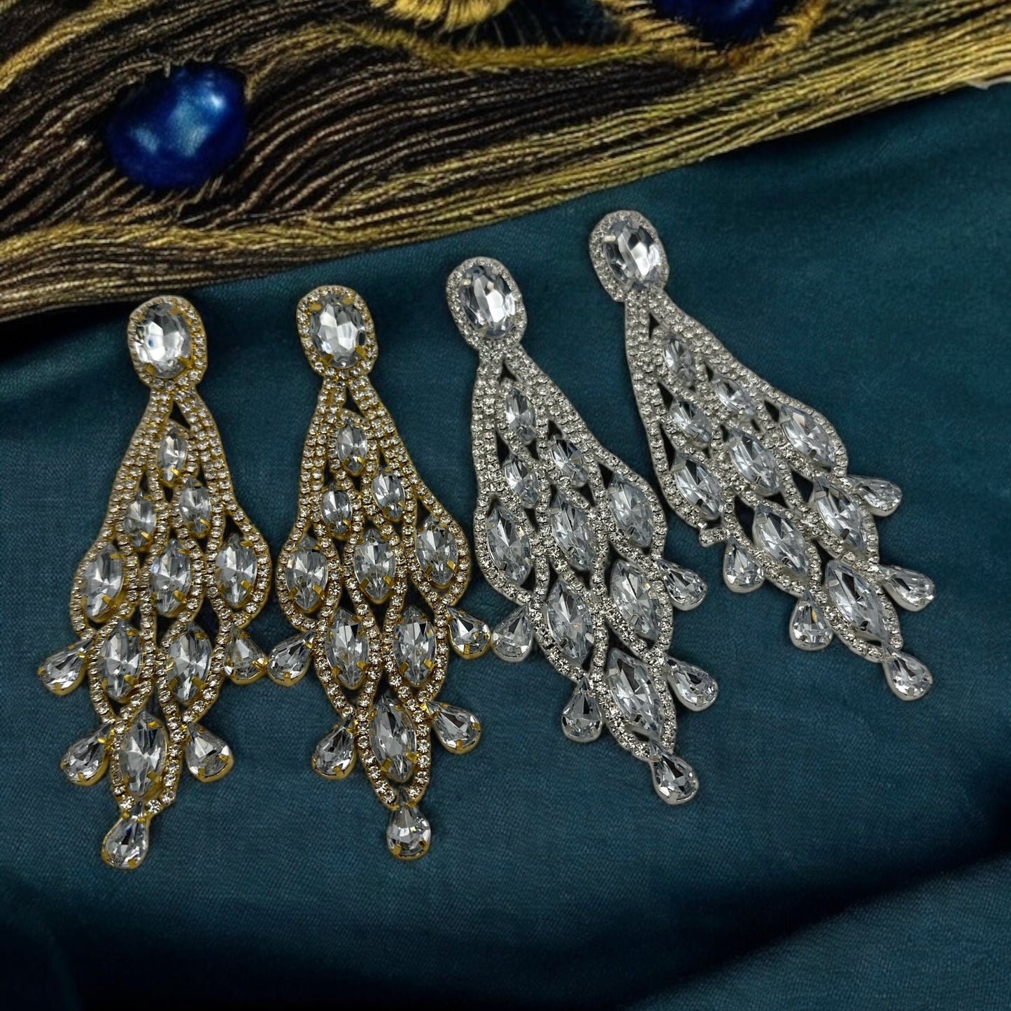 Long Rhinestone Diamante Tassel Earrings – Teardrop Statement Glam Drop for Evenings & Events - Fatisha Boutique