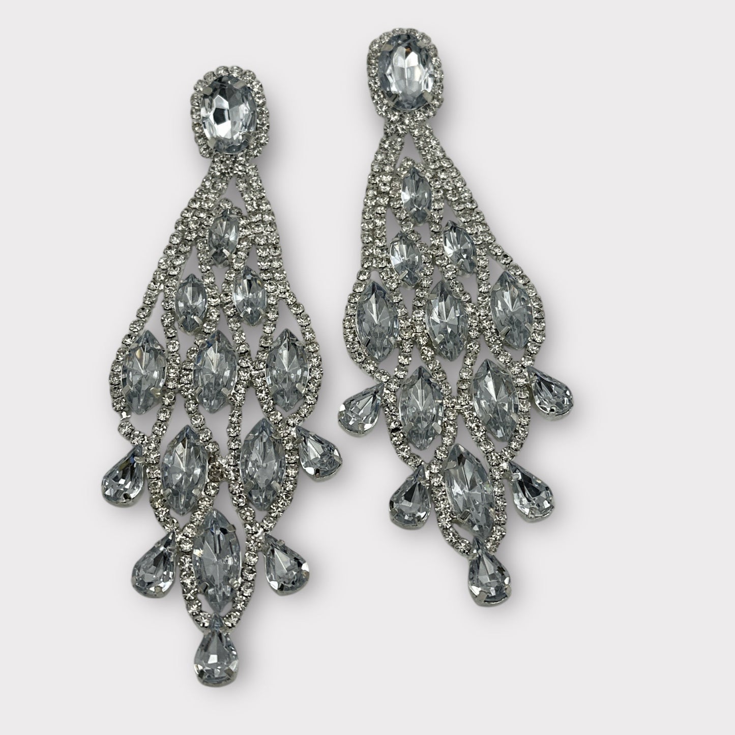 Long Rhinestone Diamante Tassel Earrings – Teardrop Statement Glam Drop for Evenings & Events - Fatisha Boutique