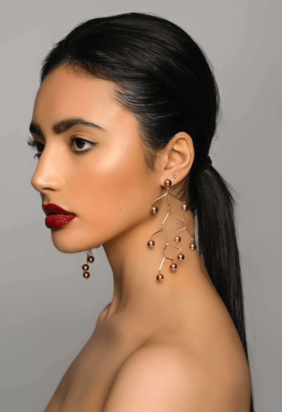Long Statement Wire Beads Stud Earrings - Fatisha Boutique