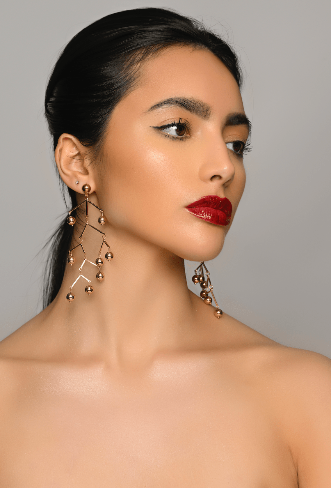 Long Statement Wire Beads Stud Earrings - Fatisha Boutique