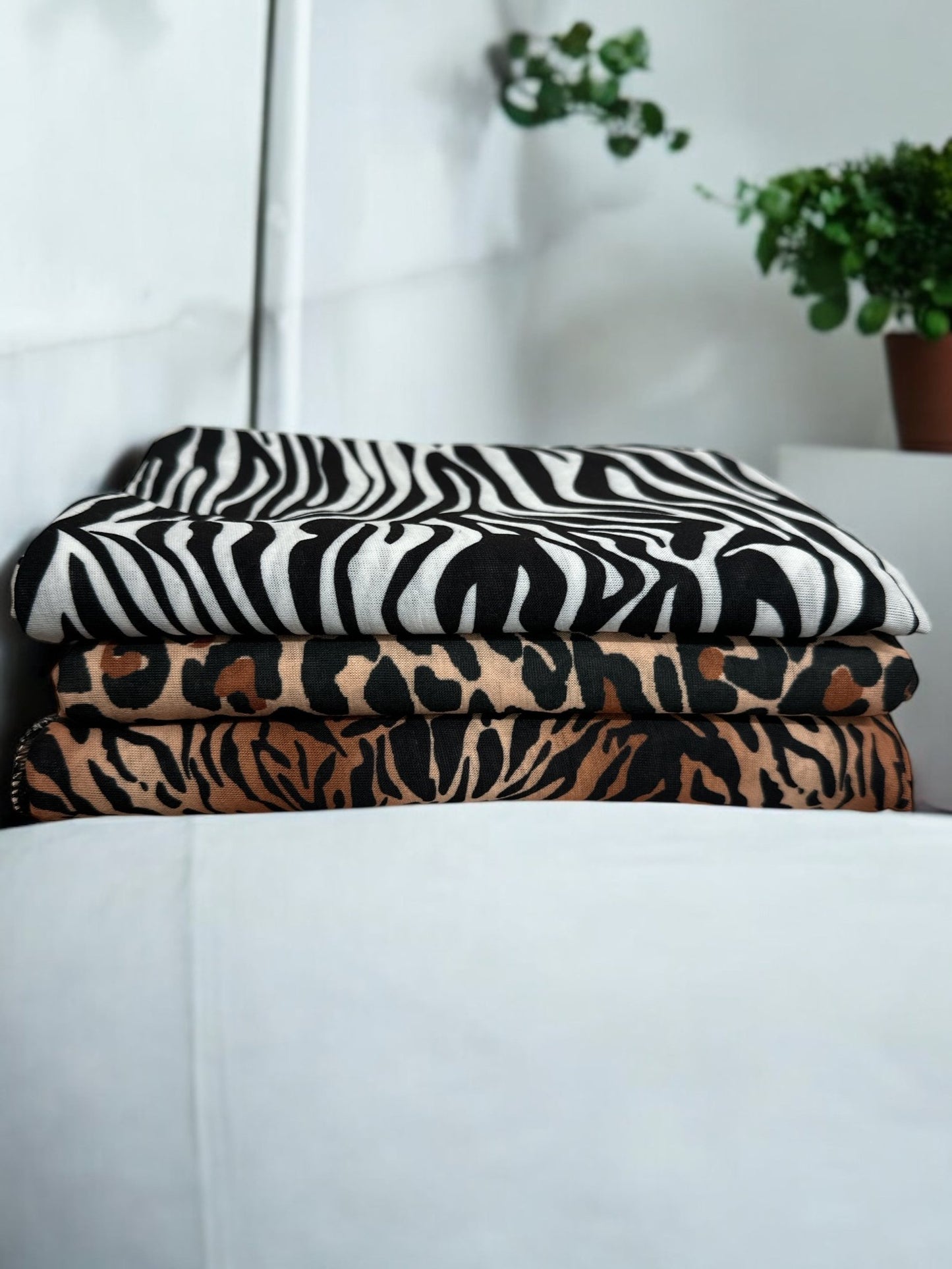Long Stretch Soft Jersey Animal Print Knit Fabric Turban Head Wrap - Fatisha Boutique