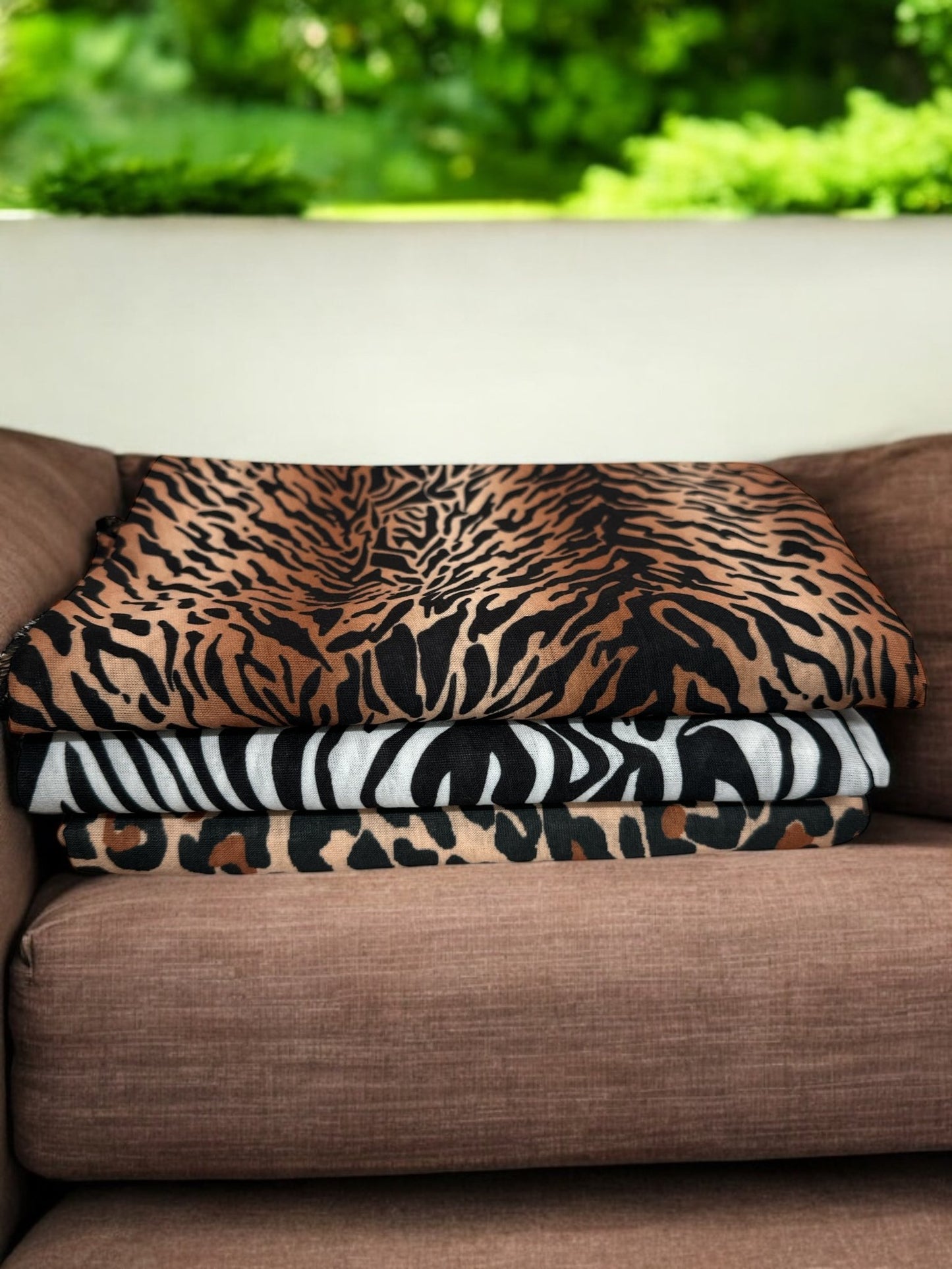 Long Stretch Soft Jersey Animal Print Knit Fabric Turban Head Wrap - Fatisha Boutique