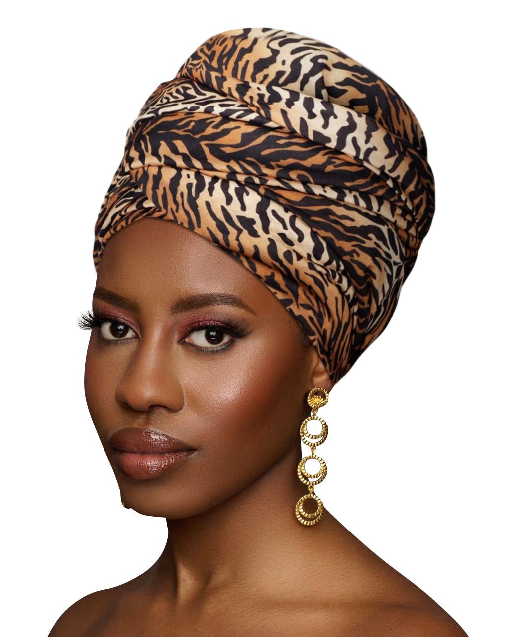 Long Stretch Soft Jersey Animal Print Knit Fabric Turban Head Wrap - Fatisha Boutique
