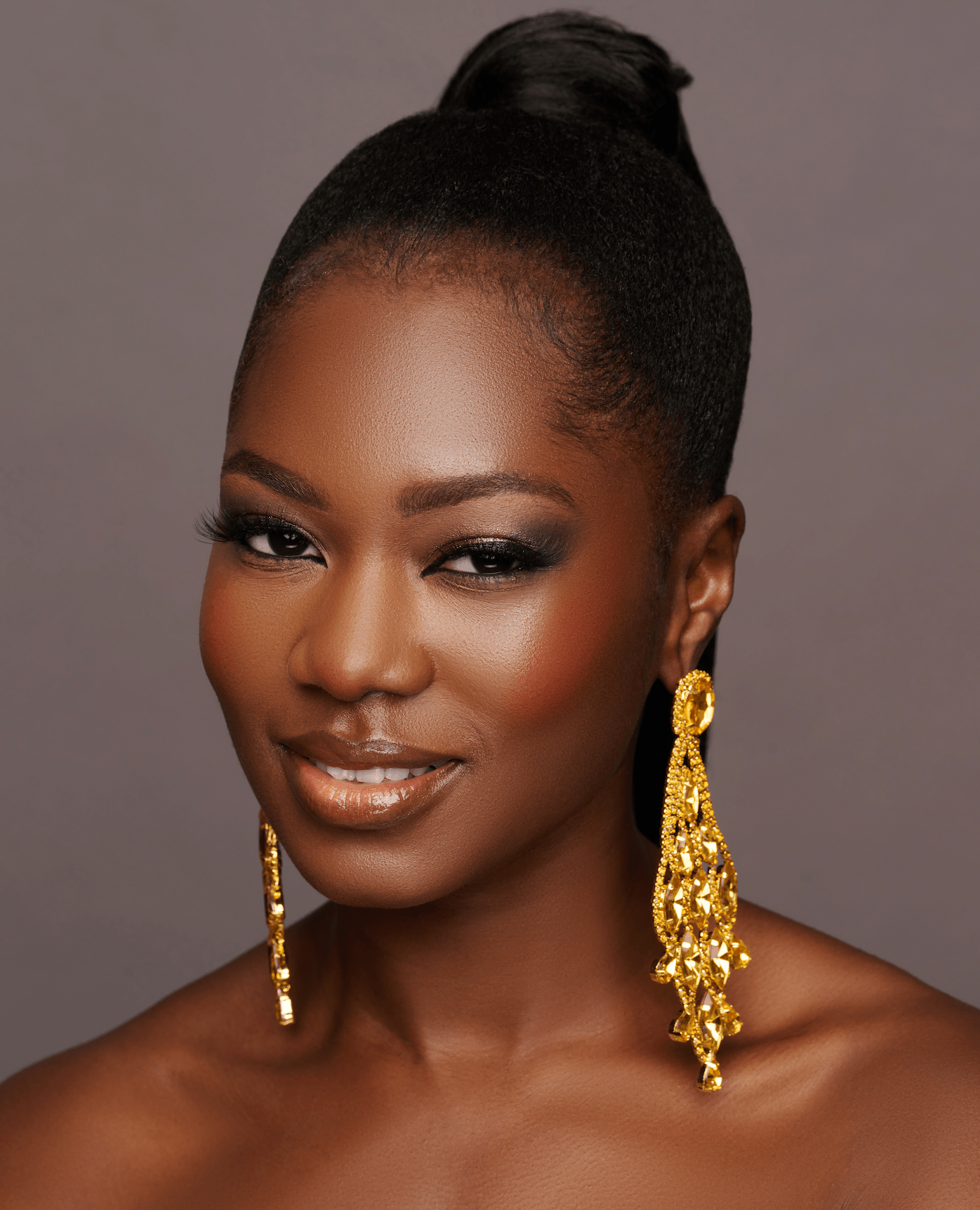 Long Yellow Glamorous Diamante Rhinestone Teardrop Tassel Earrings - Fatisha Boutique