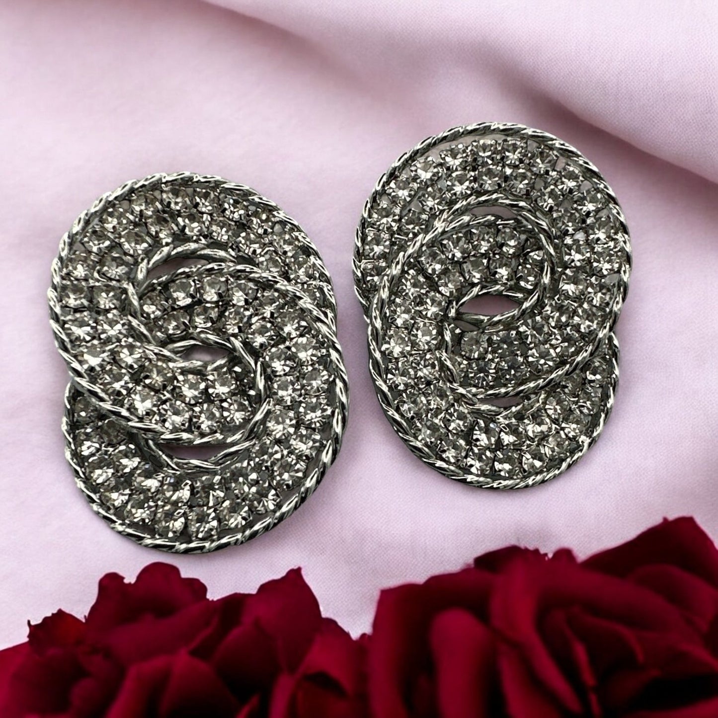 Luxury Rhinestone Double Loop Earrings – Sparkling Statement Jewellery for Women - Fatisha Boutique