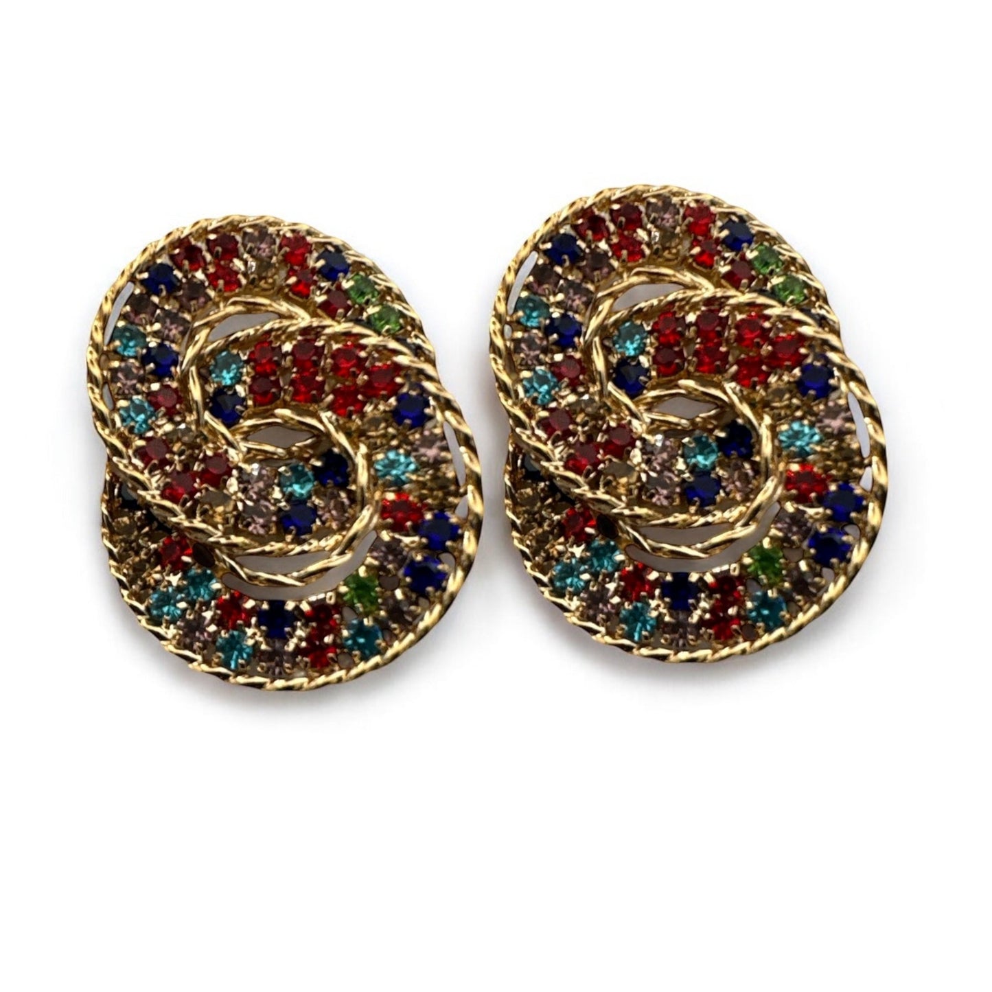 Luxury Rhinestone Double Loop Earrings – Sparkling Statement Jewellery for Women - Fatisha Boutique