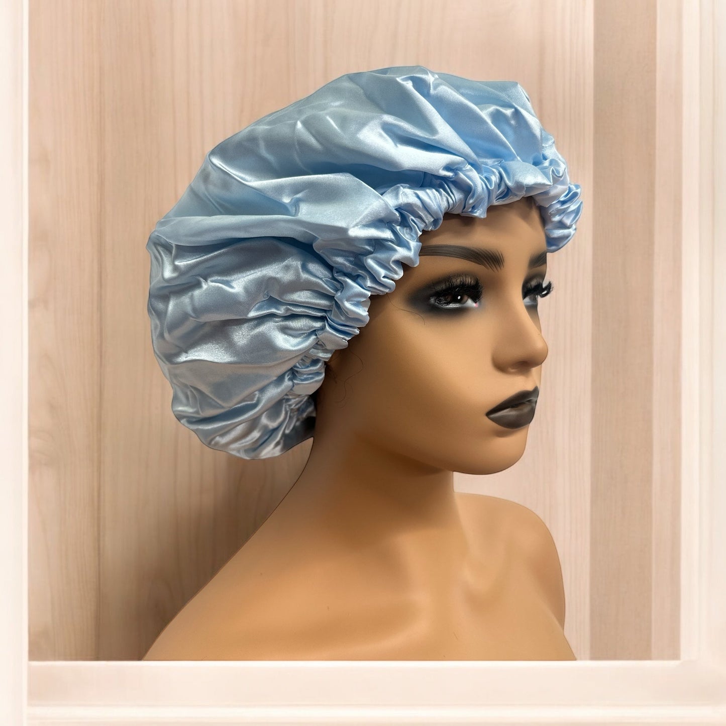 Luxury Satin Double Layer Adjustable Shower Cap for Women – Waterproof Inner Plastic Lining – Premium Adjustable Elastic Fit – Reusable & Stylish Hair Protection - Fatisha Boutique