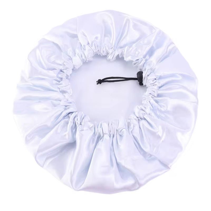 Luxury Satin Double Layer Adjustable Shower Cap for Women – Waterproof Inner Plastic Lining – Premium Adjustable Elastic Fit – Reusable & Stylish Hair Protection - Fatisha Boutique
