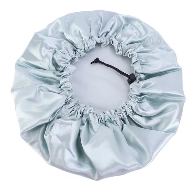 Luxury Satin Double Layer Adjustable Shower Cap for Women – Waterproof Inner Plastic Lining – Premium Adjustable Elastic Fit – Reusable & Stylish Hair Protection - Fatisha Boutique