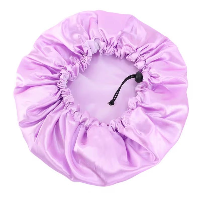 Luxury Satin Double Layer Adjustable Shower Cap for Women – Waterproof Inner Plastic Lining – Premium Adjustable Elastic Fit – Reusable & Stylish Hair Protection - Fatisha Boutique