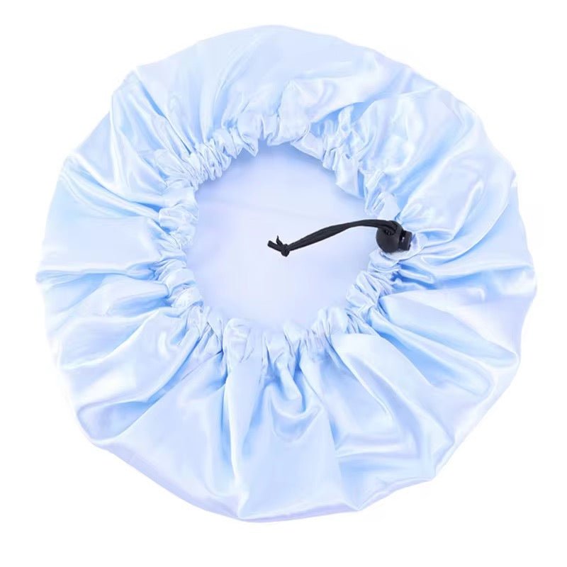 Luxury Satin Double Layer Adjustable Shower Cap for Women – Waterproof Inner Plastic Lining – Premium Adjustable Elastic Fit – Reusable & Stylish Hair Protection - Fatisha Boutique
