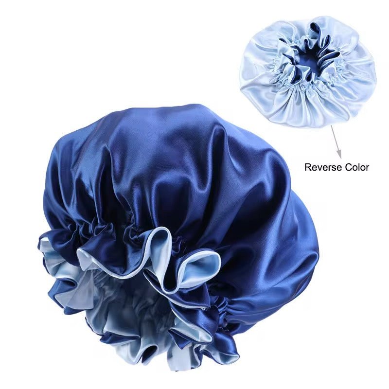 Luxury Satin Silk Reversible Bonnet Cap with Ruffle Edges - Fatisha Boutique
