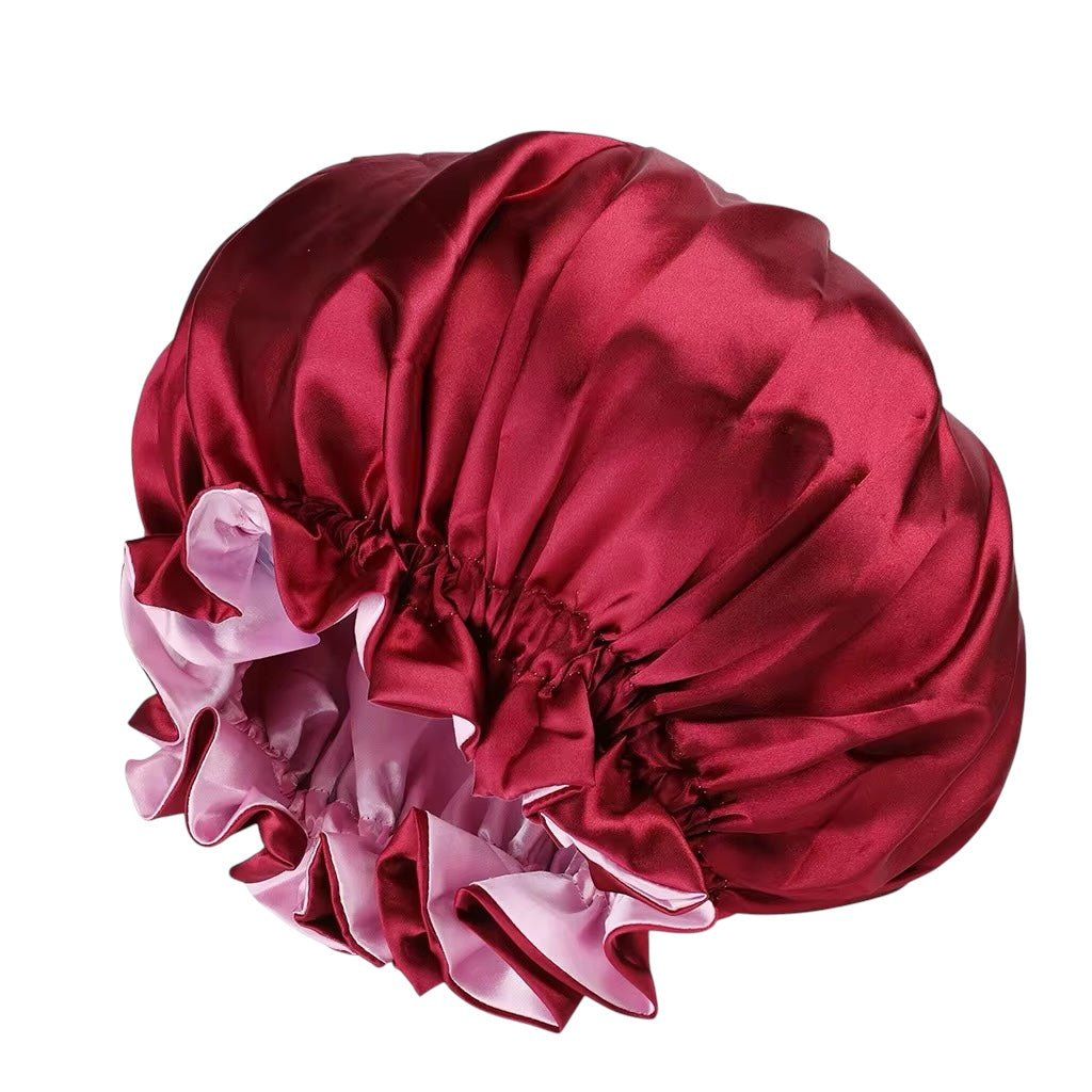 Luxury Satin Silk Reversible Bonnet Cap with Ruffle Edges - Fatisha Boutique