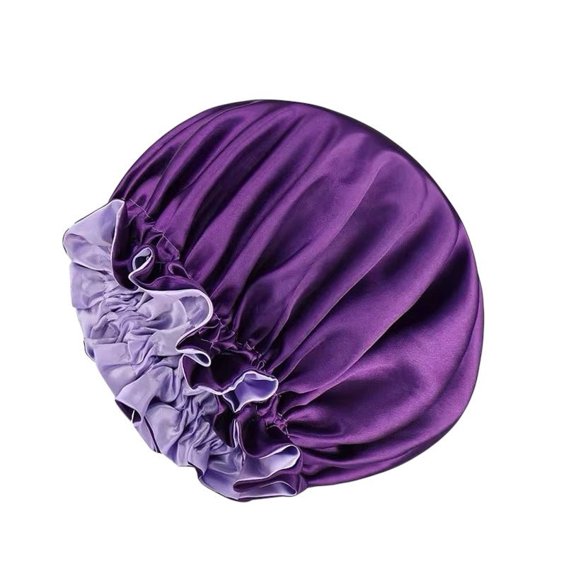 Luxury Satin Silk Reversible Bonnet Cap with Ruffle Edges - Fatisha Boutique