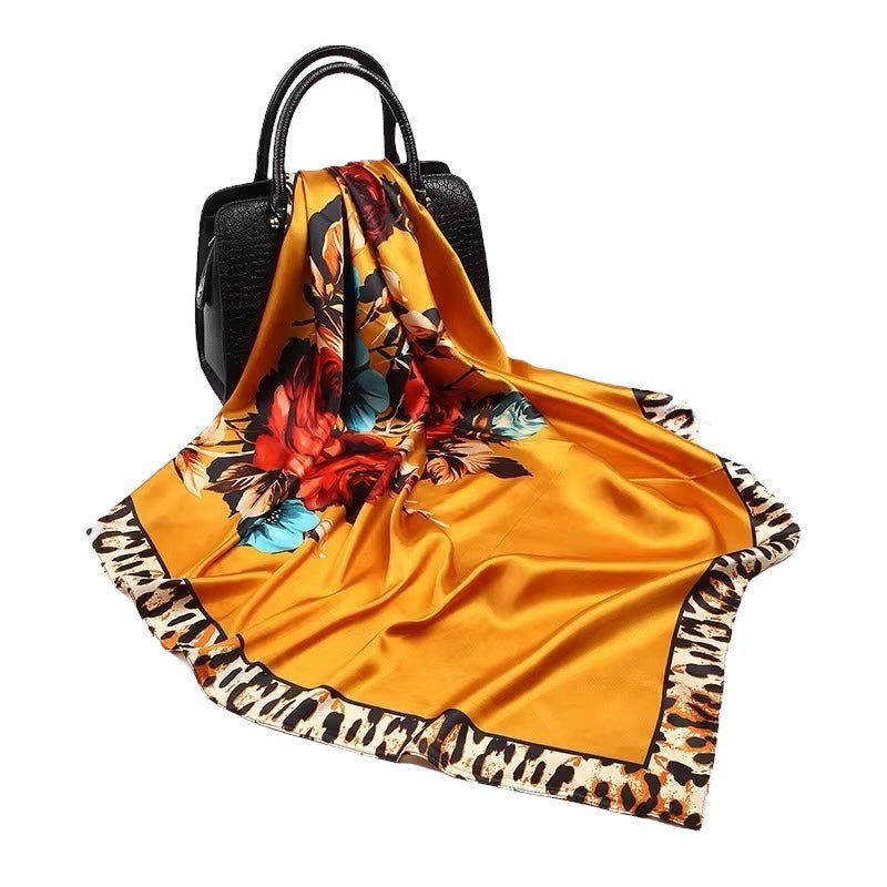 Luxury Satin Silk Square Scarf – Floral Print Hair & Neck Scarf for Women - Fatisha Boutique