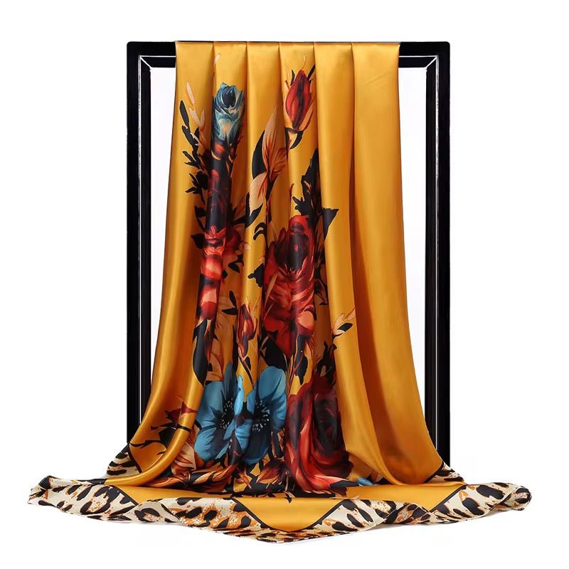 Luxury Satin Silk Square Scarf – Floral Print Hair & Neck Scarf for Women - Fatisha Boutique
