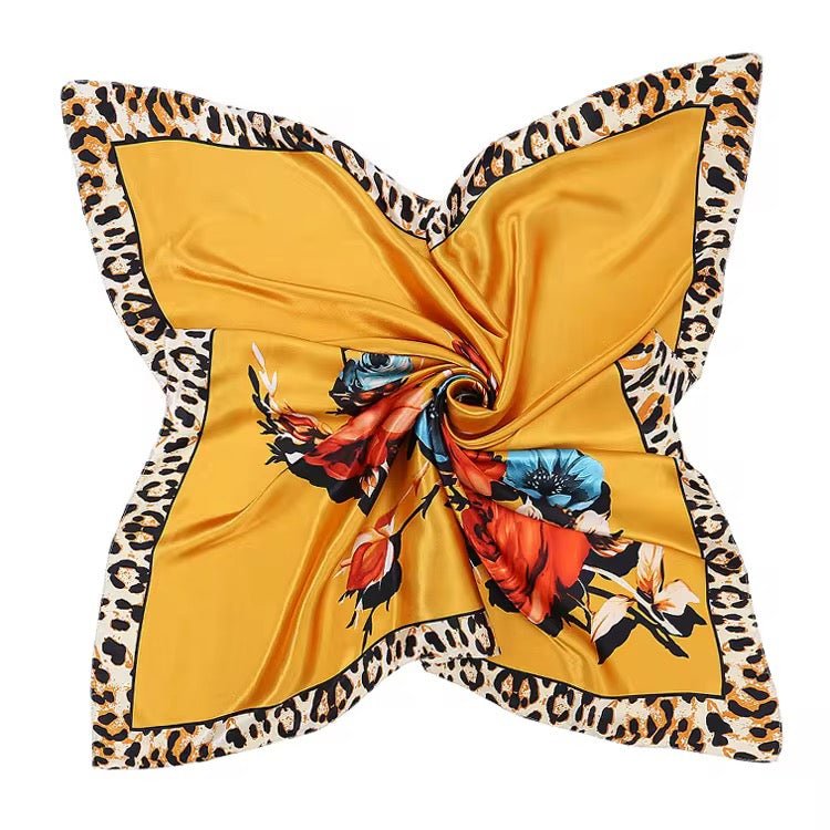 Luxury Satin Silk Square Scarf – Floral Print Hair & Neck Scarf for Women - Fatisha Boutique