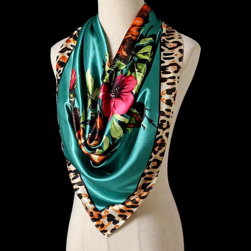 Luxury Satin Silk Square Scarf – Floral Print Hair & Neck Scarf for Women - Fatisha Boutique