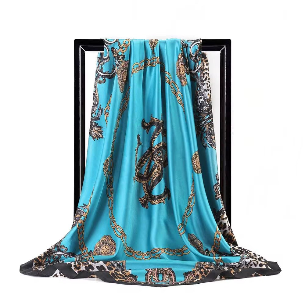 Luxury Square Satin Silk Scarf – Floral & Leopard Print Hair & Neck Scarf for Women - Fatisha Boutique