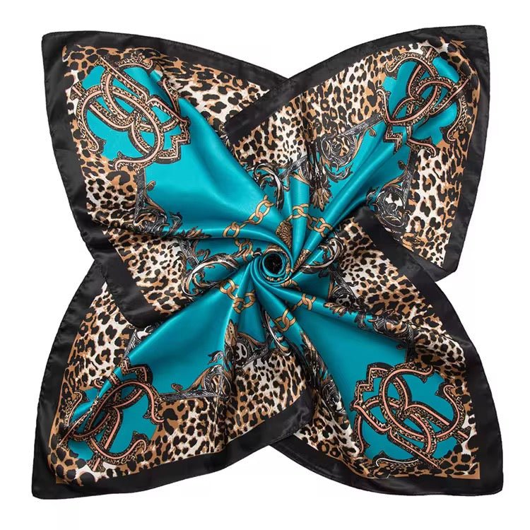 Luxury Square Satin Silk Scarf – Floral & Leopard Print Hair & Neck Scarf for Women - Fatisha Boutique