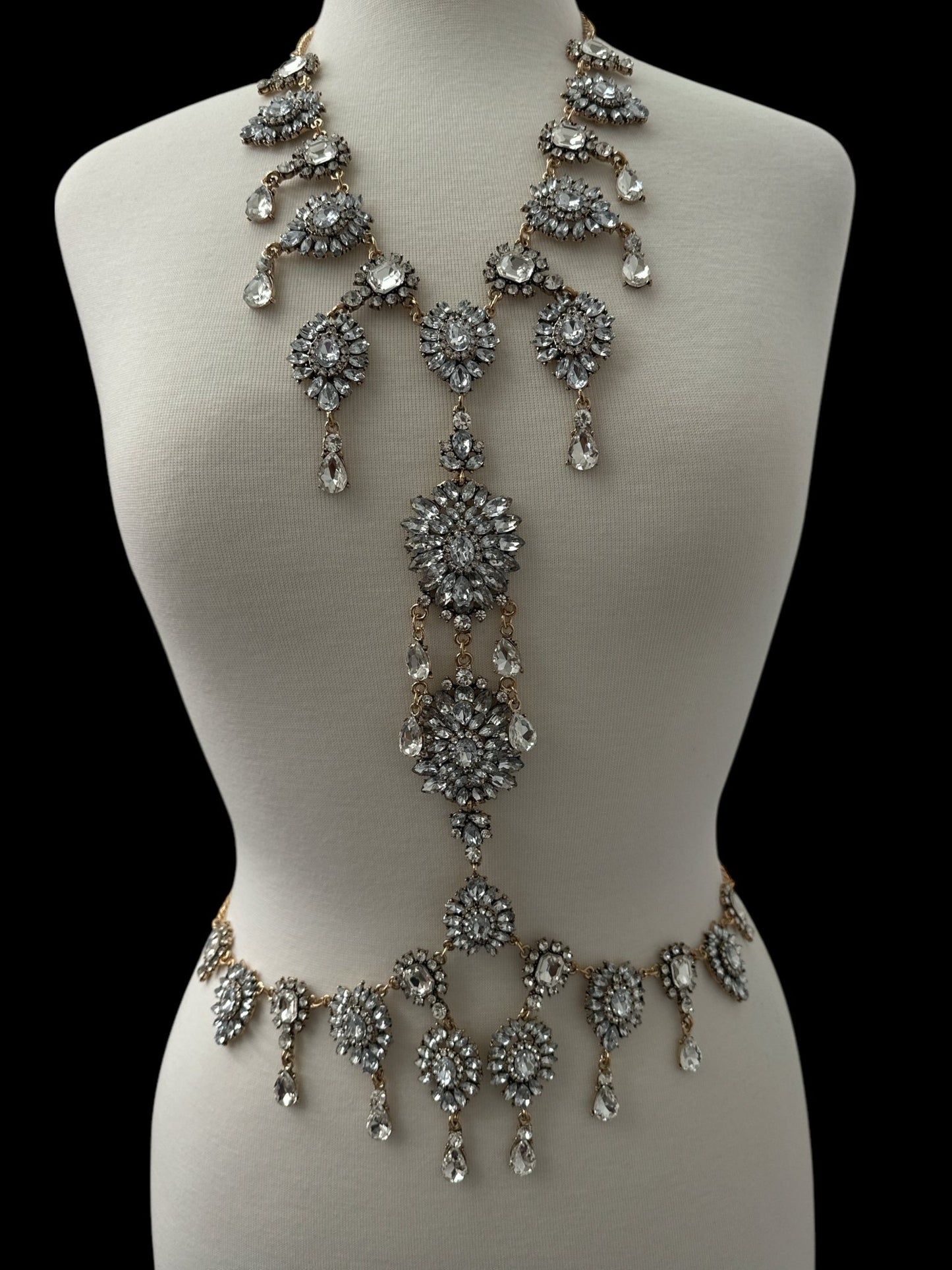 Luxury Statement Rhinestone Body Chain – Crystal Bridal & Evening Wear Jewellery - Fatisha Boutique