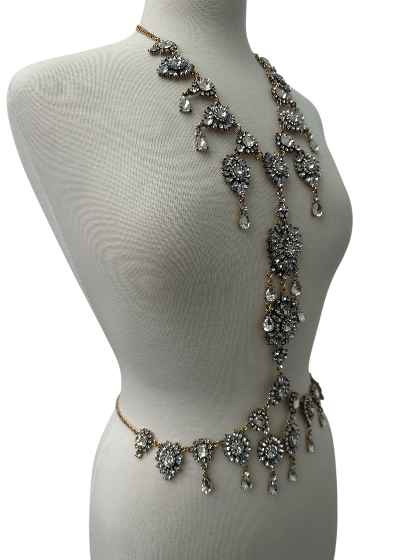 Luxury Statement Rhinestone Body Chain – Crystal Bridal & Evening Wear Jewellery - Fatisha Boutique
