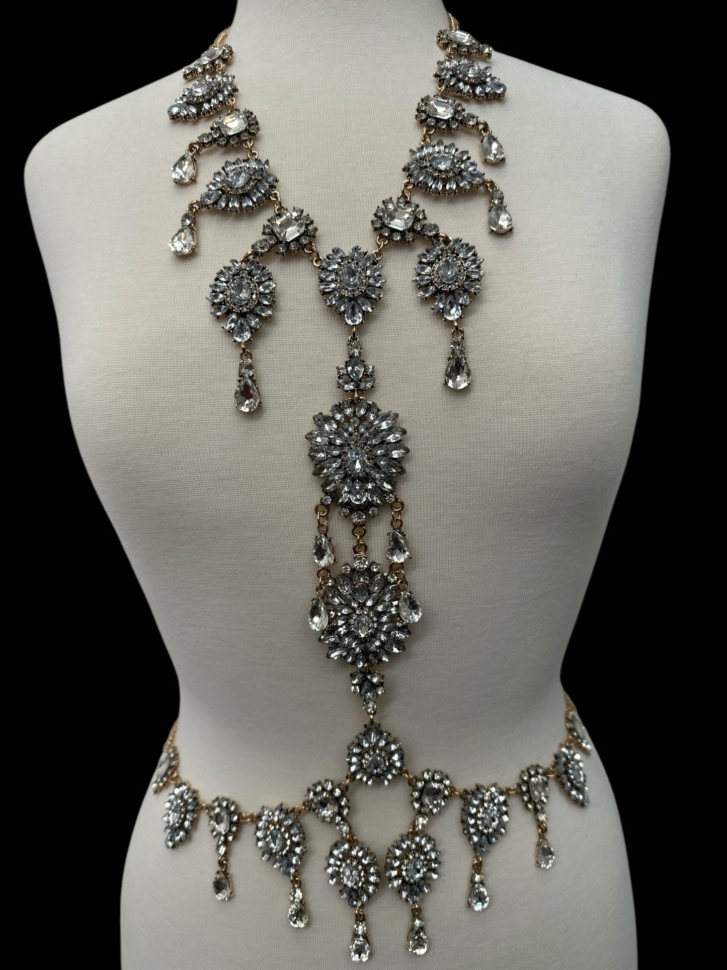 Luxury Statement Rhinestone Body Chain – Crystal Bridal & Evening Wear Jewellery - Fatisha Boutique