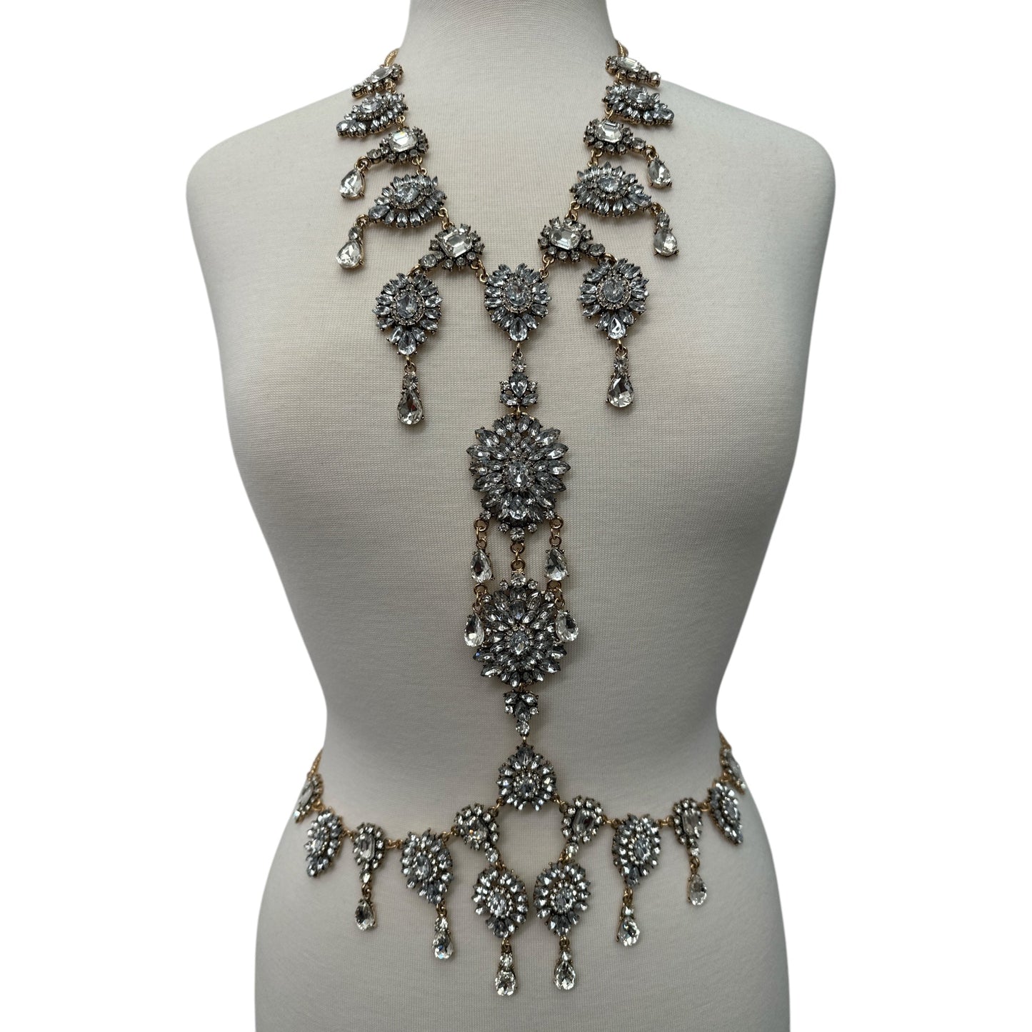 Luxury Statement Rhinestone Body Chain – Crystal Bridal & Evening Wear Jewellery - Fatisha Boutique