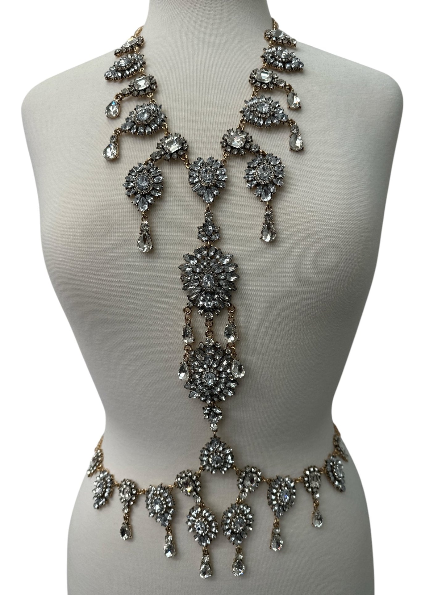 Luxury Statement Rhinestone Body Chain – Crystal Bridal & Evening Wear Jewellery - Fatisha Boutique