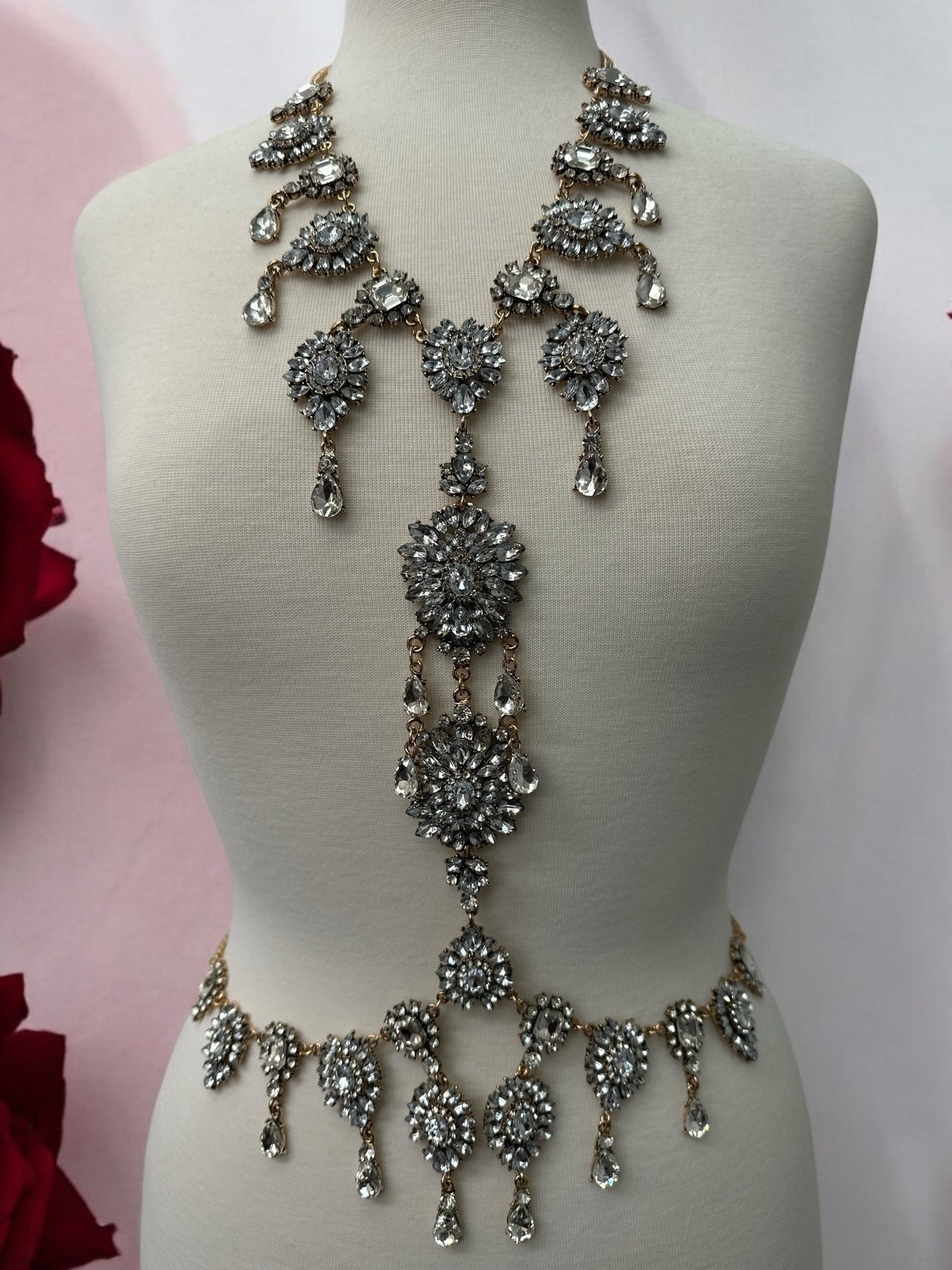 Luxury Statement Rhinestone Body Chain – Crystal Bridal & Evening Wear Jewellery - Fatisha Boutique