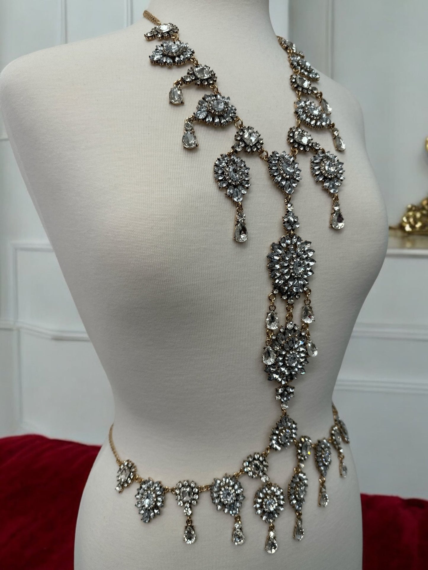 Luxury Statement Rhinestone Body Chain – Crystal Bridal & Evening Wear Jewellery - Fatisha Boutique
