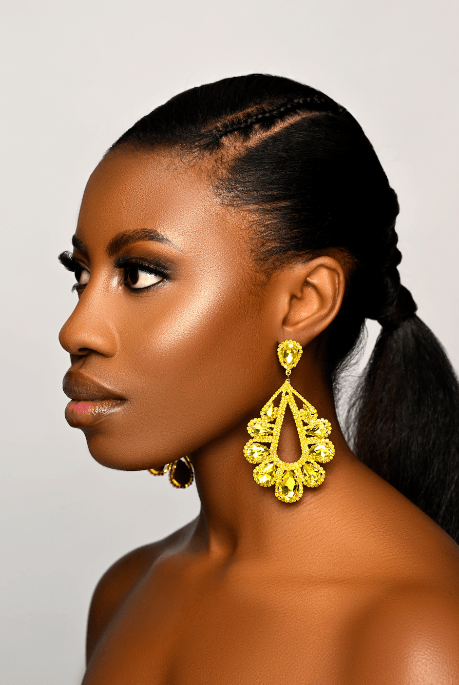 Luxury Teardrop Crystal Gemstones Rhinestones Statement Earrings - Fatisha Boutique