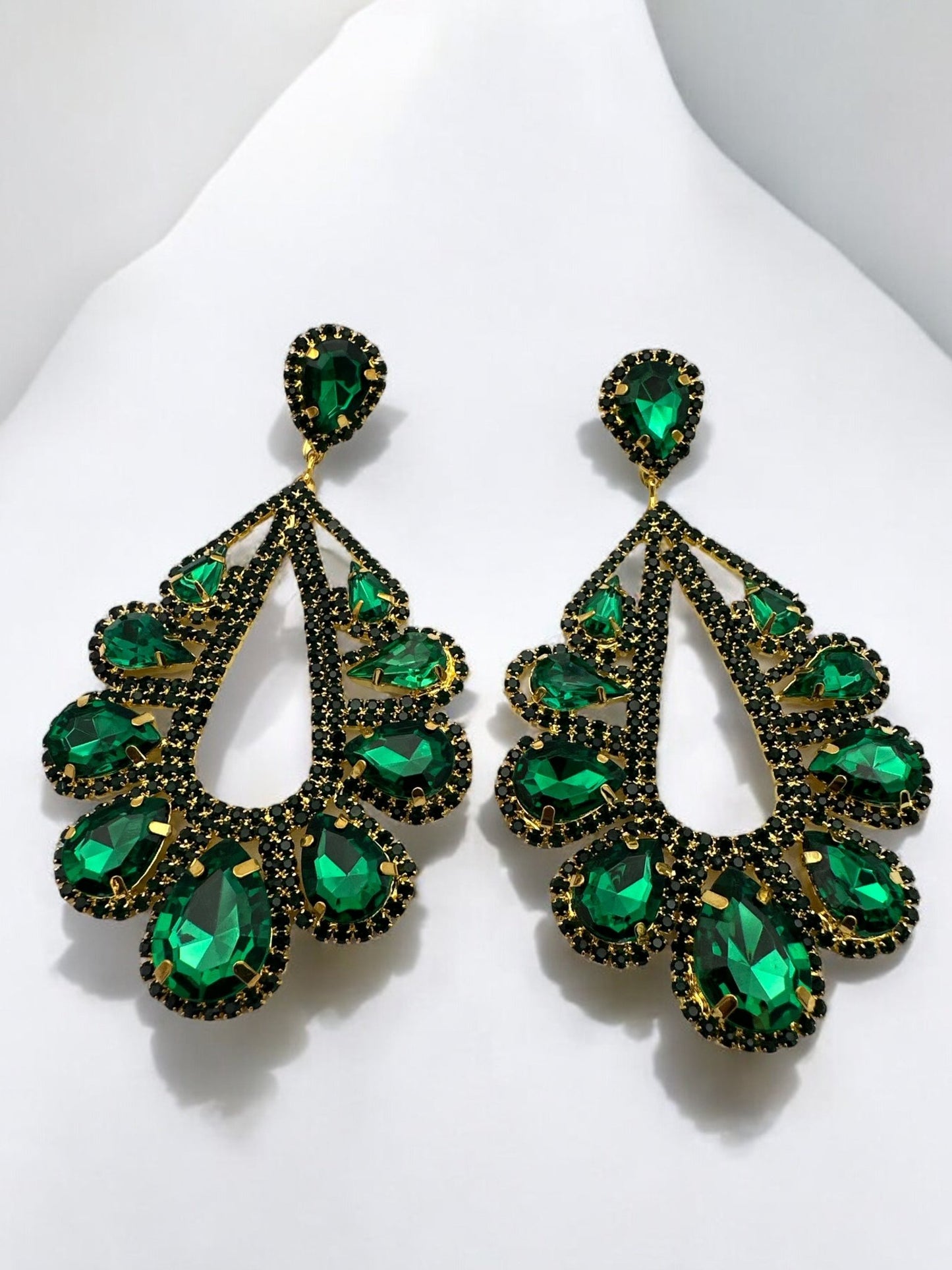 Luxury Teardrop Crystal Gemstones Rhinestones Statement Earrings - Fatisha Boutique
