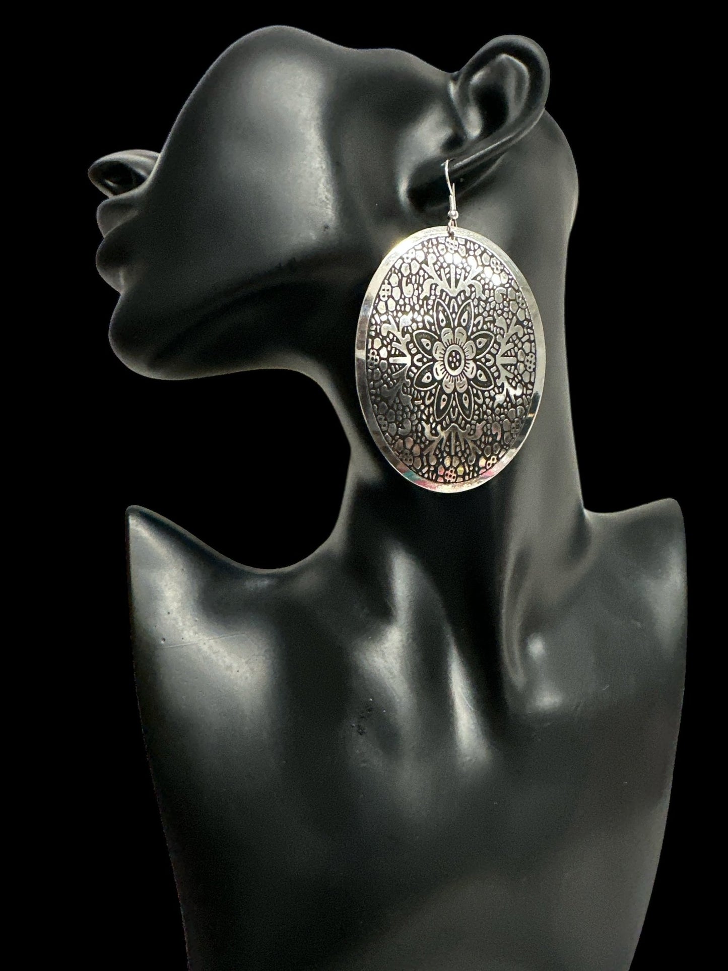 Mandala - Engraved Brass Dangle Earrings – Bohemian Statement Jewellery - Fatisha Boutique