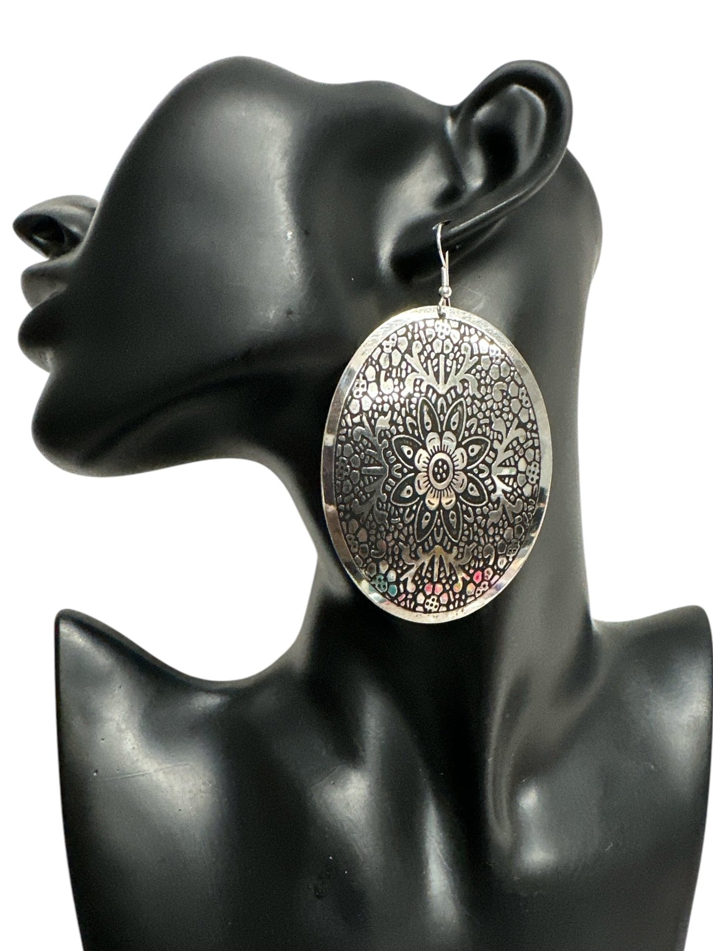 Mandala - Engraved Brass Dangle Earrings – Bohemian Statement Jewellery - Fatisha Boutique