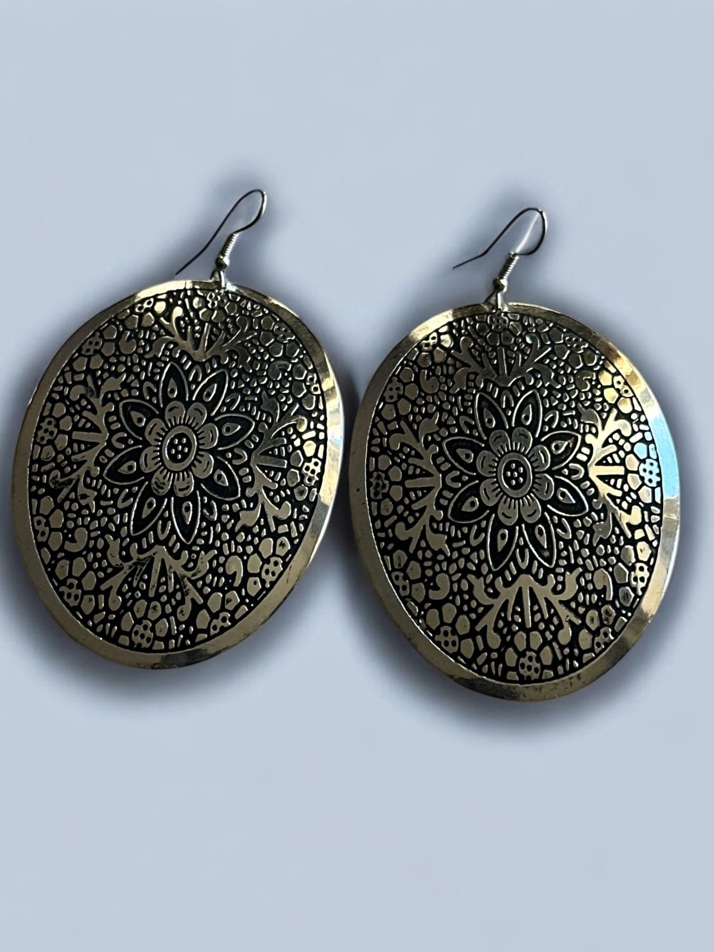 Mandala - Engraved Brass Dangle Earrings – Bohemian Statement Jewellery - Fatisha Boutique