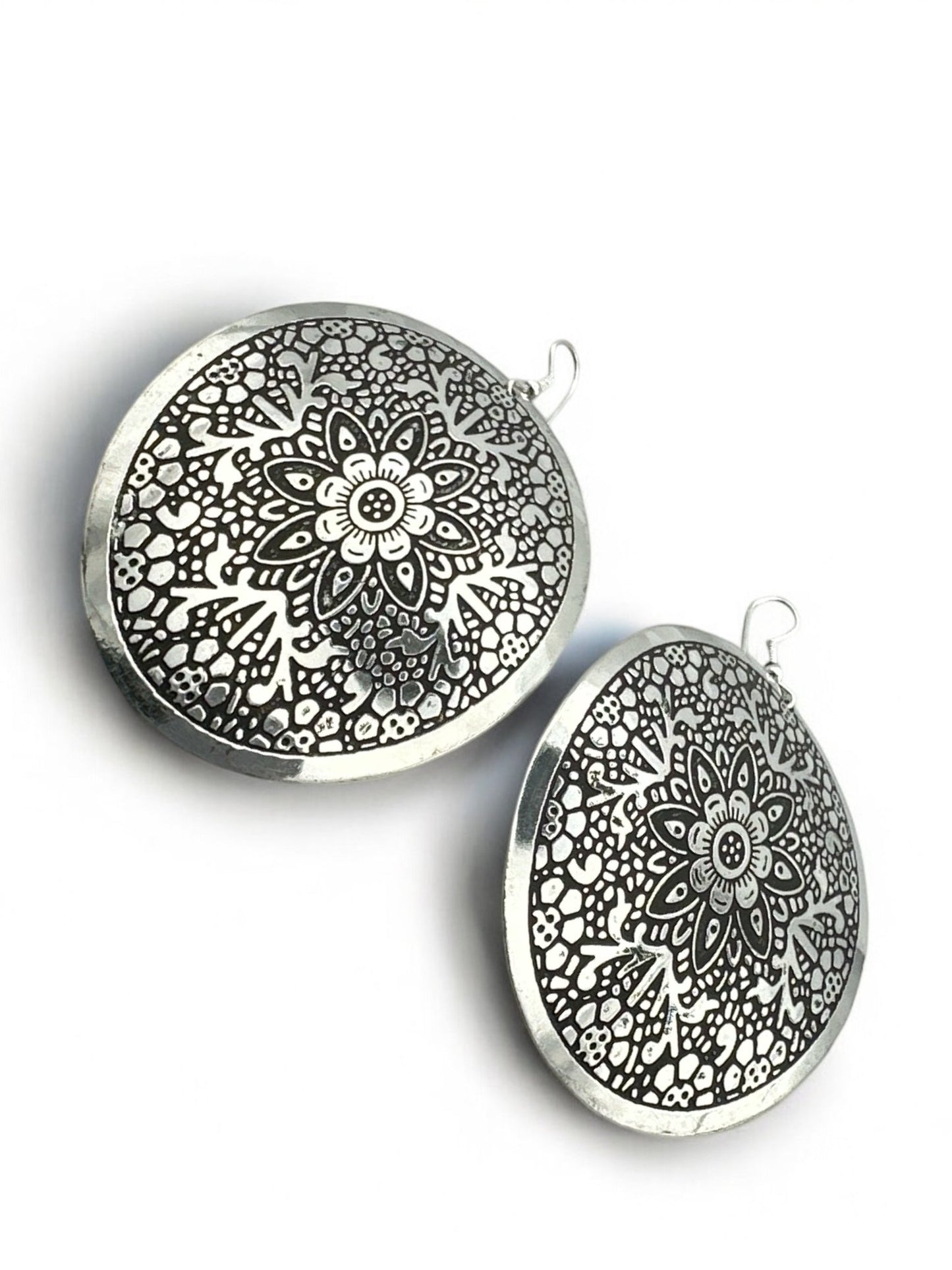 Mandala - Engraved Brass Dangle Earrings – Bohemian Statement Jewellery - Fatisha Boutique