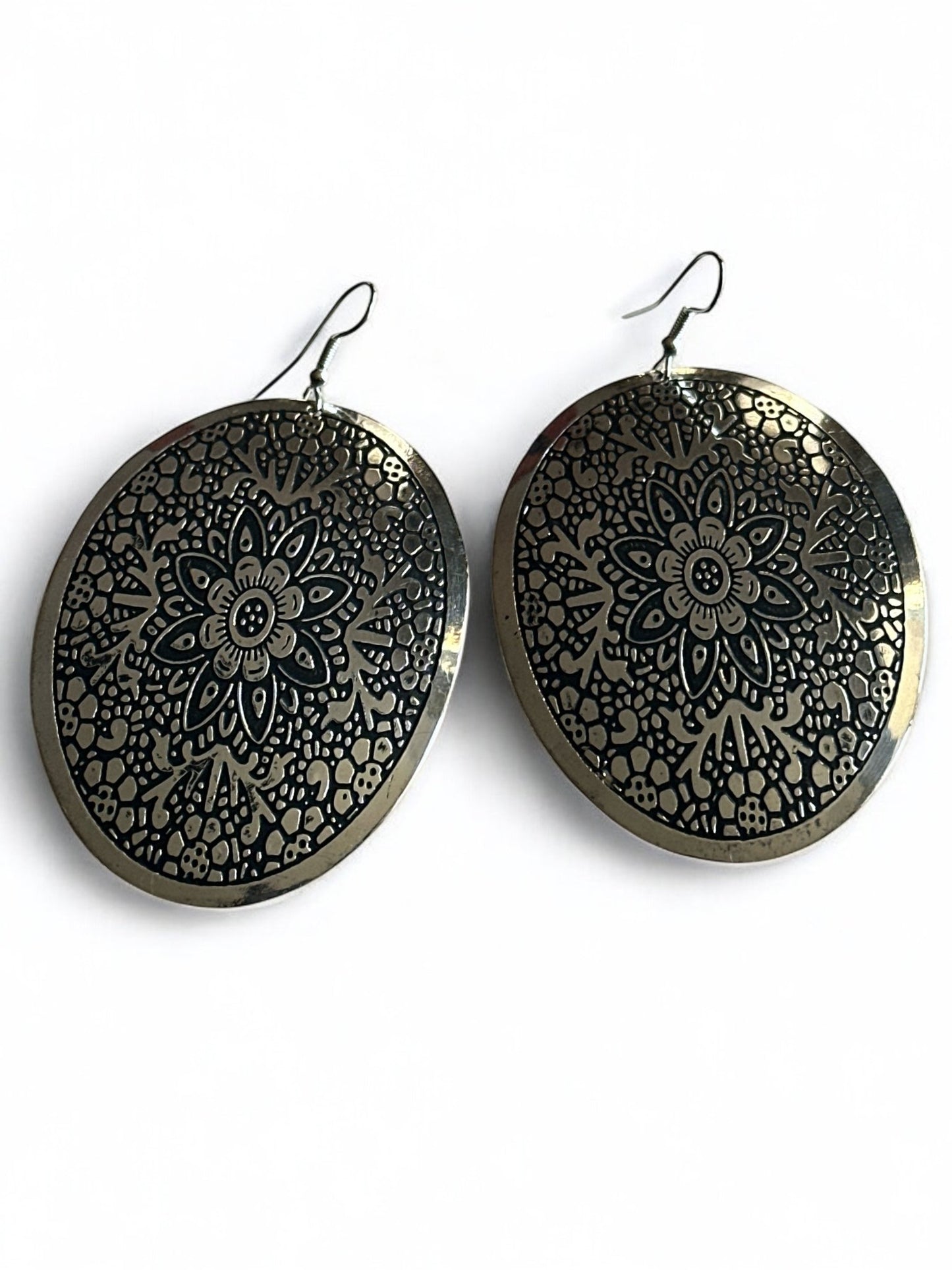 Mandala - Engraved Brass Dangle Earrings – Bohemian Statement Jewellery - Fatisha Boutique