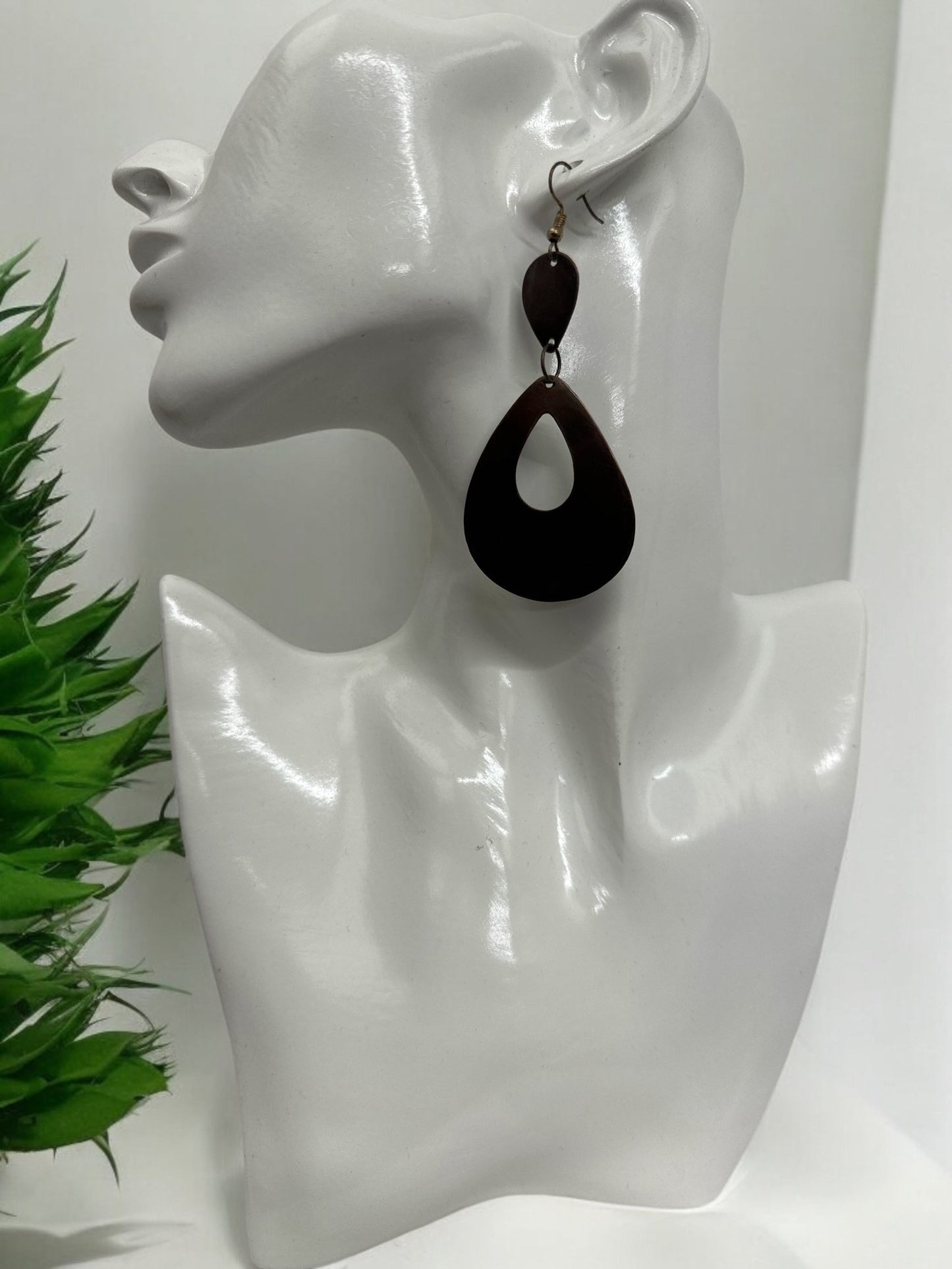 Minimalist Brown Drop Earrings – Lightweight Modern Statement Jewellery - Fatisha Boutique