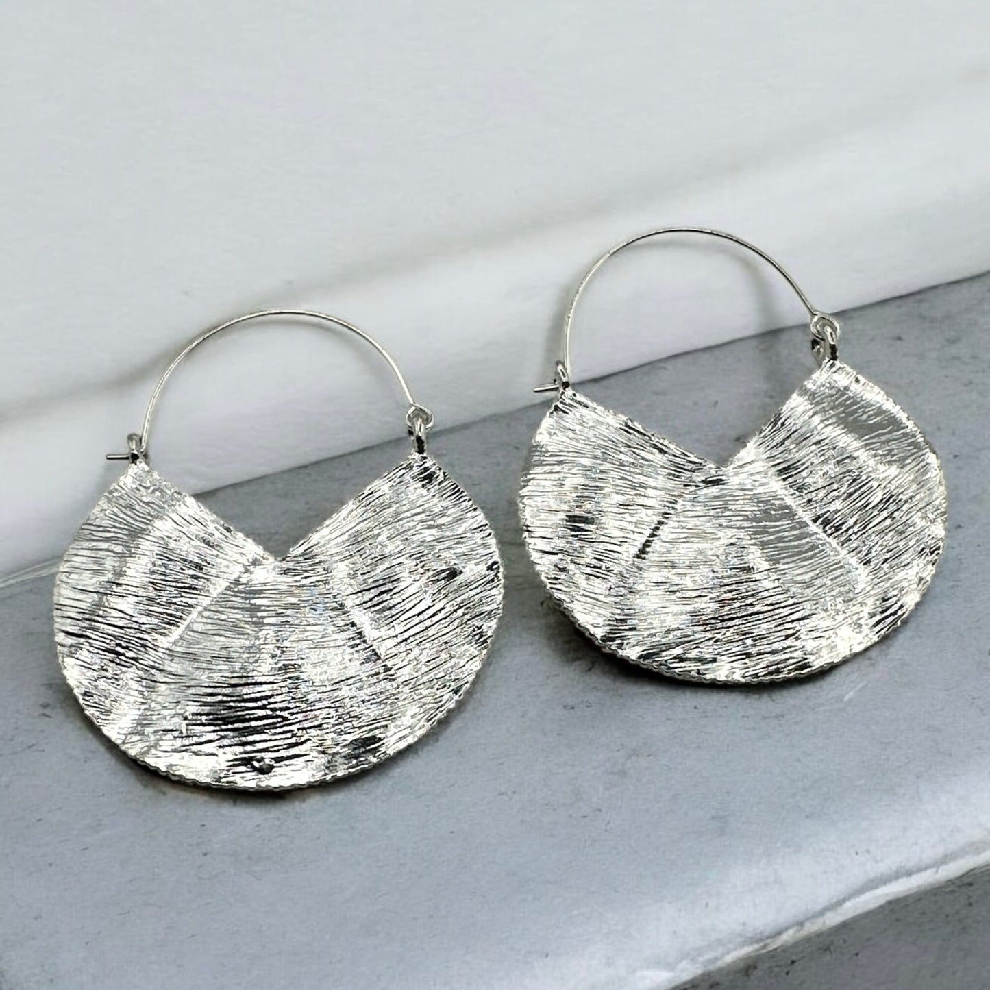 Minimalist Textured Brass Dangle Earrings – Available in Gold & Silver - Fatisha Boutique
