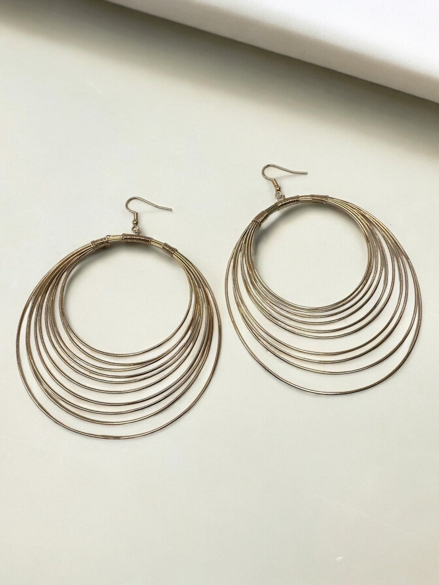 Multi Layered Metal Wire Round Statement Dangle Earrings - Fatisha Boutique