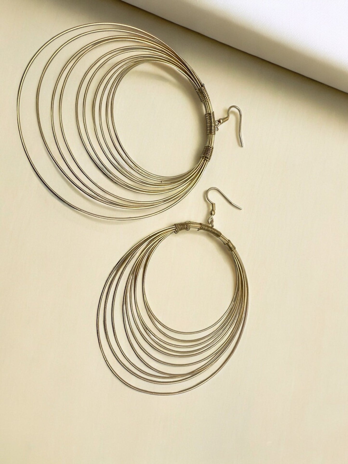 Multi Layered Metal Wire Round Statement Dangle Earrings - Fatisha Boutique