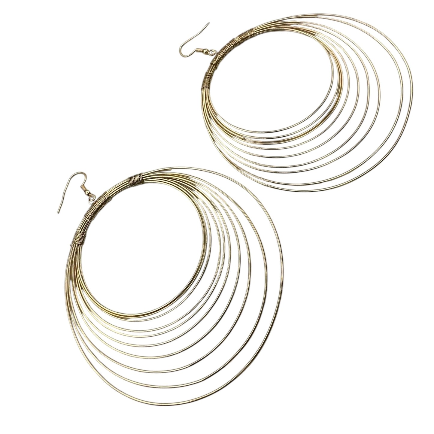 Multi - Layered Metal Wire Round Statement Dangle Earrings - Fatisha Boutique