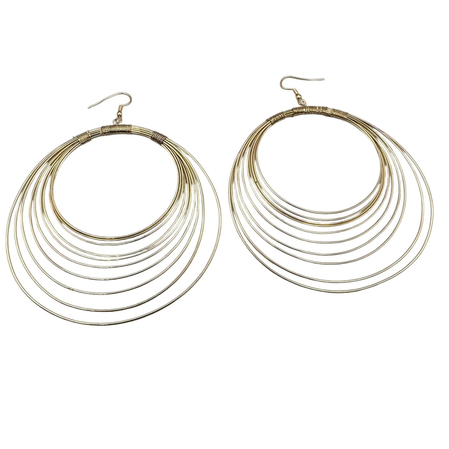 Multi - Layered Metal Wire Round Statement Dangle Earrings - Fatisha Boutique